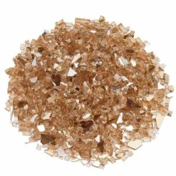 American Fire Glass 1/4-Inch Premium Fire Glass, 10-Pounds, Champagne Reflective