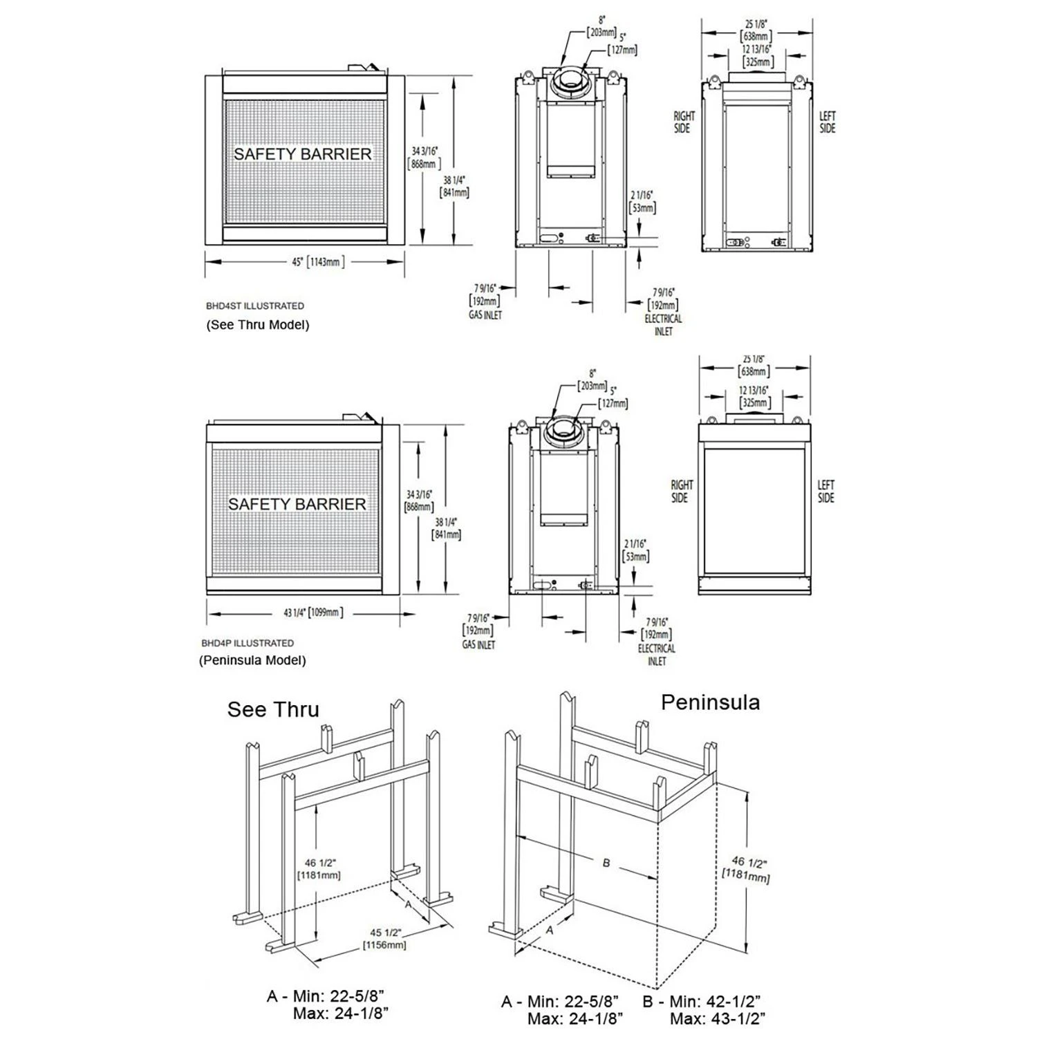 Napoleon BHD4P Ascent Multi-View Series Electronic Ignition Peninsula Direct Vent Gas Fireplace 6 Napoleon BHD4P Ascent Multi-View Series Electronic Ignition Peninsula Direct Vent Gas Fireplace - Image 6