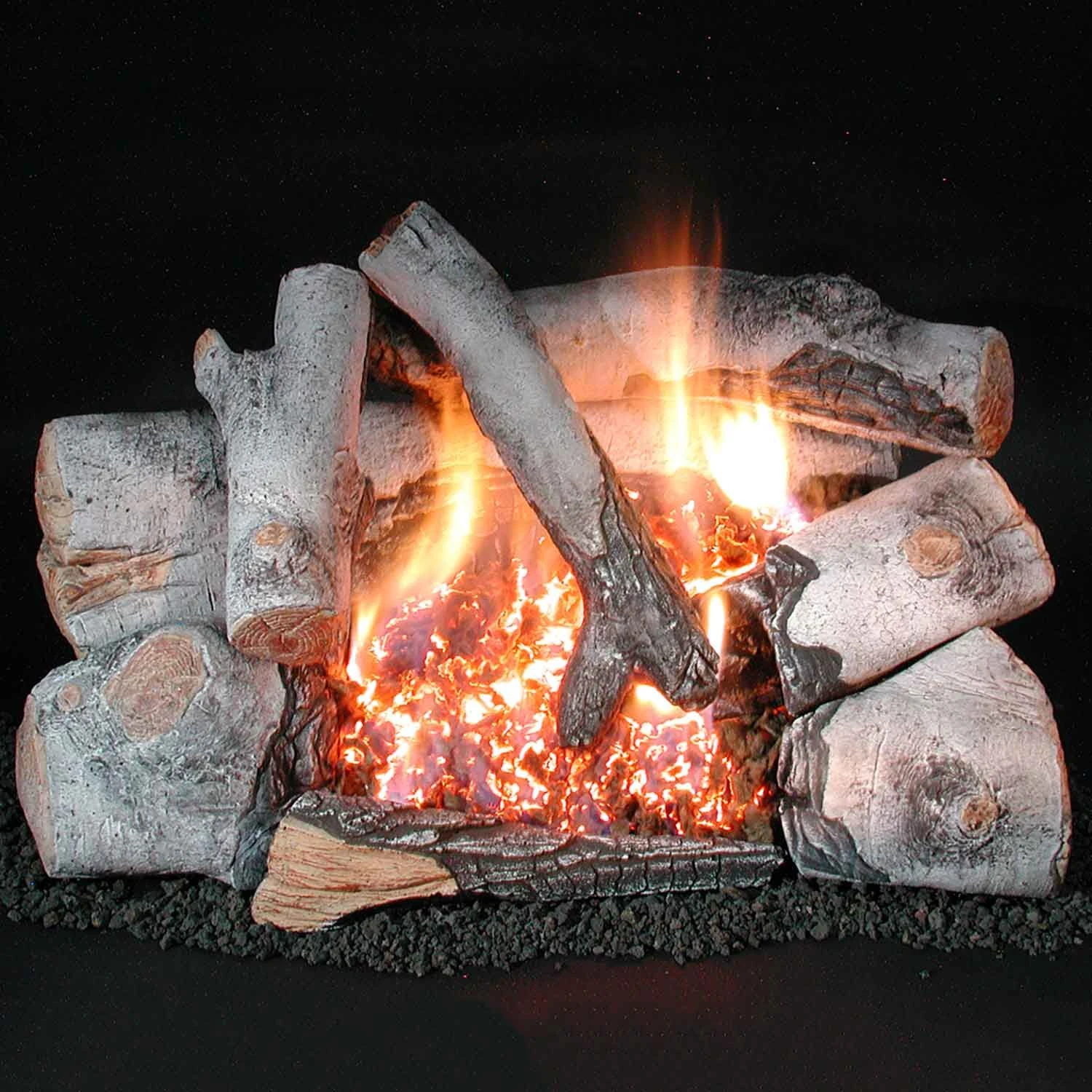 Rasmussen HB-C8 Chillbuster Evening Embers Ventless Double Burner With Birch Wood 1 Rasmussen HB-C8 Chillbuster Evening Embers Ventless Double Burner With Birch Wood