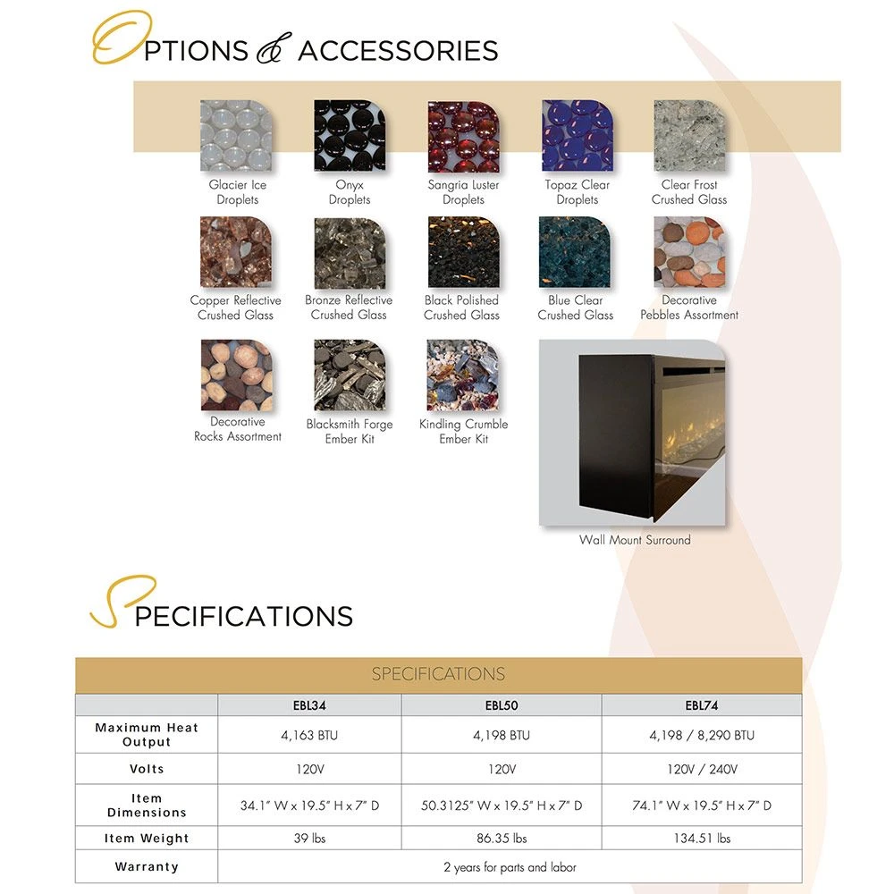 Empire White Mountain Hearth EBL74 Nexfire 74-Inch Linear Electric Fireplace With LED Lights, Remote And Crushed Glass 3 Empire White Mountain Hearth EBL74 Nexfire 74-Inch Linear Electric Fireplace With LED Lights, Remote And Crushed Glass - Image 3