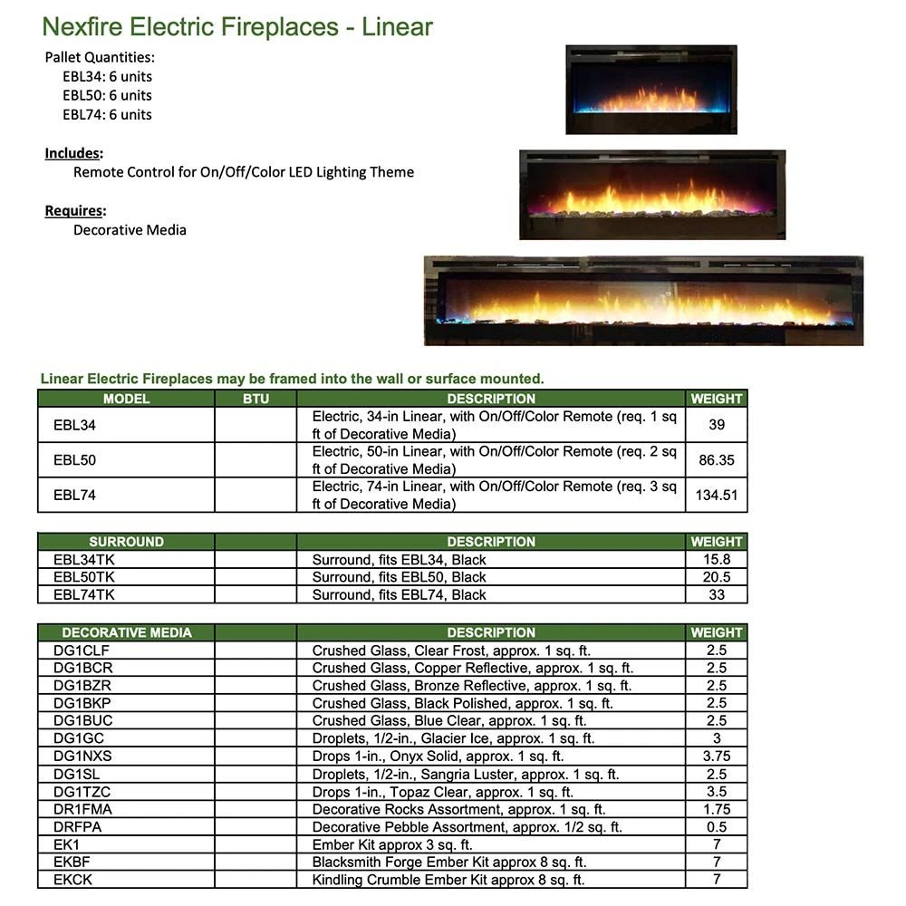 Empire White Mountain Hearth EBL74 Nexfire 74-Inch Linear Electric Fireplace With LED Lights, Remote And Crushed Glass 4 Empire White Mountain Hearth EBL74 Nexfire 74-Inch Linear Electric Fireplace With LED Lights, Remote And Crushed Glass - Image 4