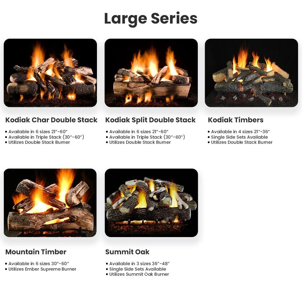 Hargrove Kodiak Timbers Double Stack Vented Gas Log Set With Burner Kit (HGKTS-DSB) 4 Hargrove Kodiak Timbers Double Stack Vented Gas Log Set With Burner Kit (HGKTS-DSB) - Image 4