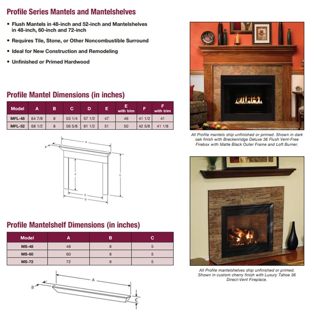 Empire White Mountain Hearth MSxx Profile Fireplace Mantel Shelf 2 Empire White Mountain Hearth MSxx Profile Fireplace Mantel Shelf - Image 2