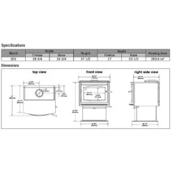 Napoleon S25 Wood Stove With Pedestal -Heating Equipment Store nap s25 spec a 01 22