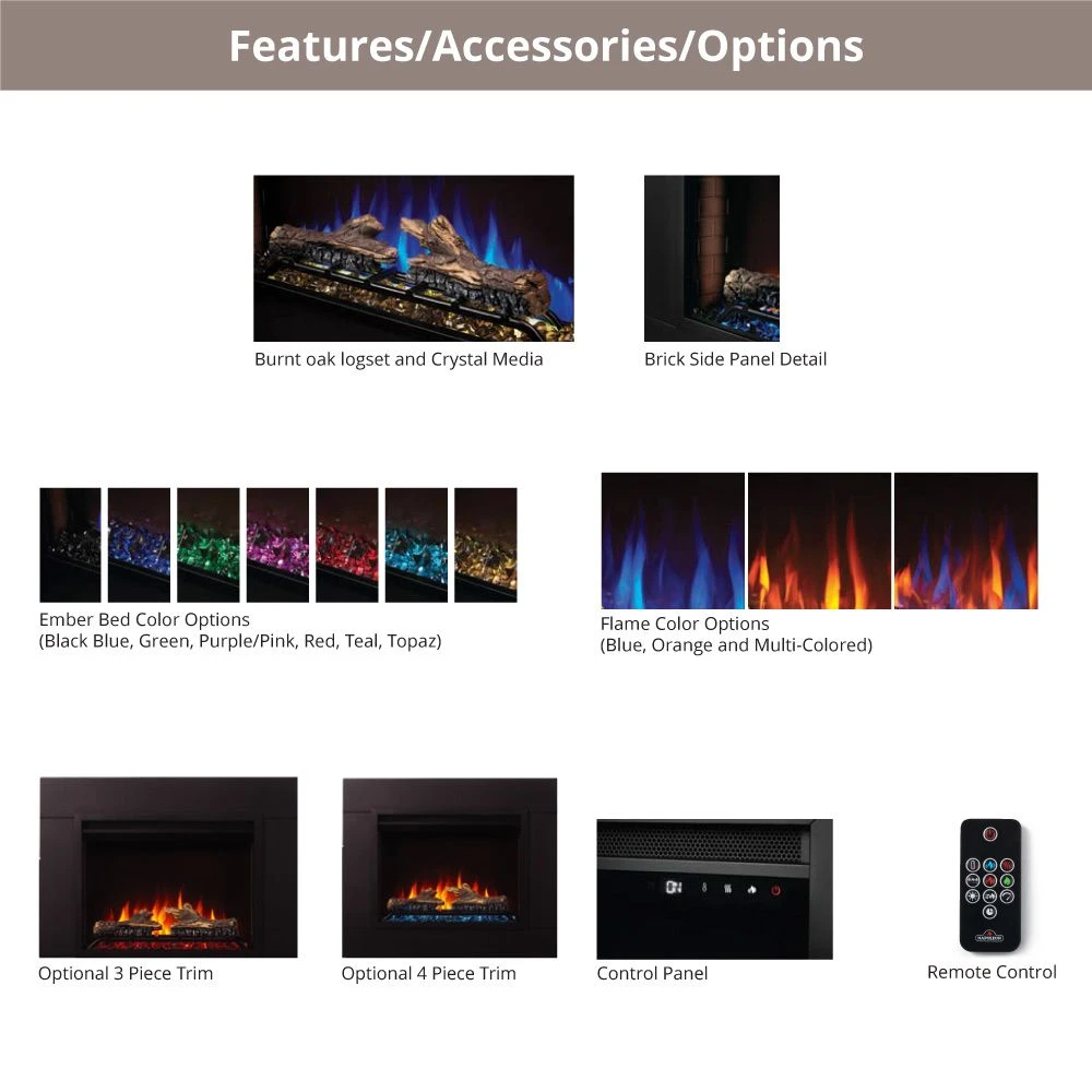 Napoleon NEFB30H-NEFTK3040 Cineview 30-Inch Electric Fireplace Insert With Logs, Crystal Media, Remote & 5-Inch Surround 4 Napoleon NEFB30H-NEFTK3040 Cineview 30-Inch Electric Fireplace Insert With Logs, Crystal Media, Remote & 5-Inch Surround - Image 4
