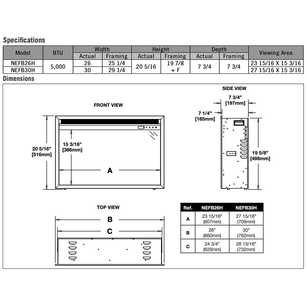 Napoleon NEFB26H Cineview 26-Inch Built-In Electric Fireplace With Logs, Crystal Media And Remote 12 Napoleon NEFB26H Cineview 26-Inch Built-In Electric Fireplace With Logs, Crystal Media And Remote - Image 12