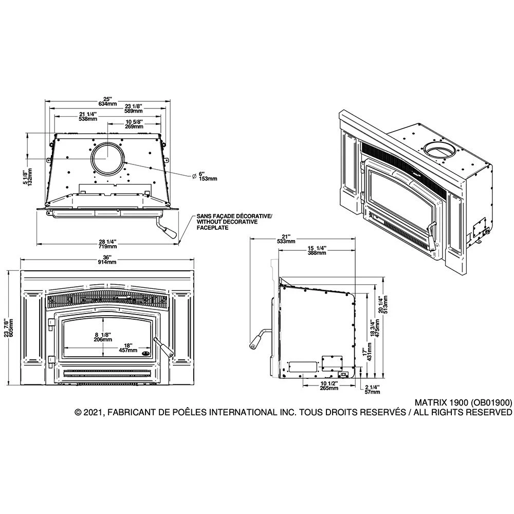 Osburn Matrix 1900 Wood Insert 3 Osburn Matrix 1900 Wood Insert - Image 3
