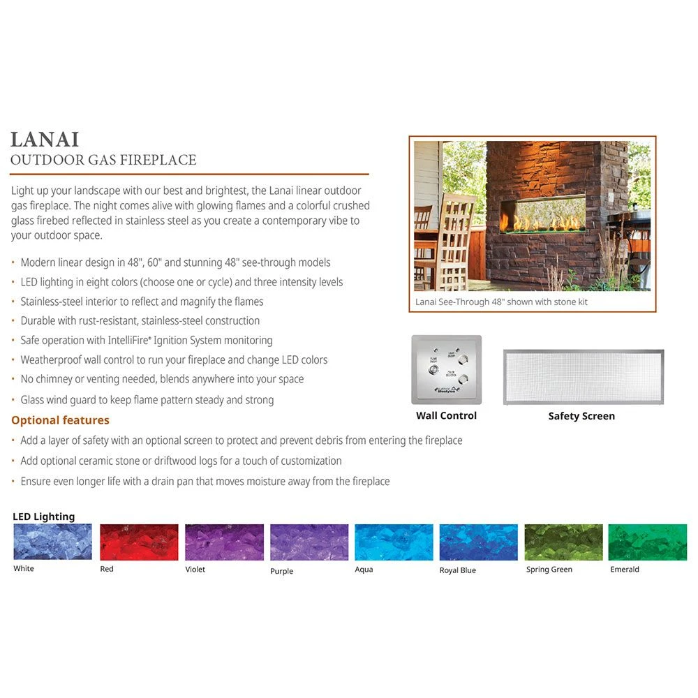 Outdoor Lifestyles Lanai 48-Inch Linear Outdoor See-Through Gas Fireplace With IntelliFire Ignition 3 Outdoor Lifestyles Lanai 48-Inch Linear Outdoor See-Through Gas Fireplace With IntelliFire Ignition - Image 3