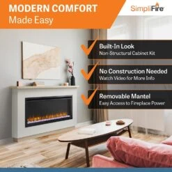 Simplifire 50-Inch Allusion Platinum Linear Electric Fireplace With Ready-to-Finish Boyd Build-Out Mantel Package -Heating Equipment Store sf allp50 bk bok rtf allp50 c 10 23