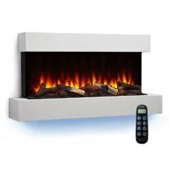 SimpliFire SF-FORMAT36-SF-FM43-WH Format 36-Inch Wall Mount Electric Fireplace With 43-Inch Floating Mantel