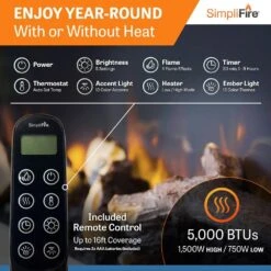 SimpliFire SF-FORMAT36-SF-FM50-WH Format 36-Inch Wall Mount Electric Fireplace With 50-Inch Floating Mantel 10 SimpliFire SF-FORMAT36-SF-FM50-WH Format 36-Inch Wall Mount Electric Fireplace With 50-Inch Floating Mantel -Heating Equipment Store sf format36 sf fm50 wh d 07 23