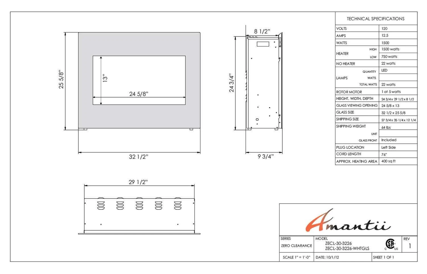 Amantii ZECL-30-3226 Zero Clearance Series Built-In Electric Fireplace, 30-Inch 3 Amantii ZECL-30-3226 Zero Clearance Series Built-In Electric Fireplace, 30-Inch - Image 3