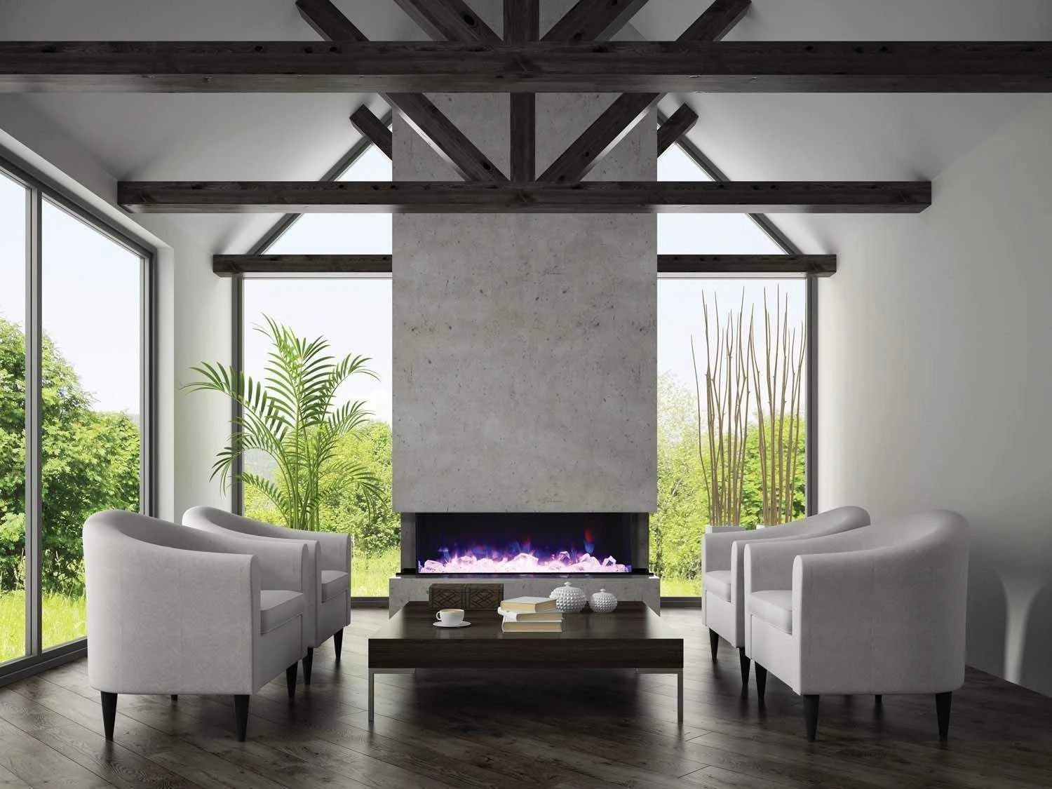 Amantii Tru-View XL Deep Indoor/Outdoor Built-In 3-Sided Smart Electric Fireplace 2 Amantii Tru-View XL Deep Indoor/Outdoor Built-In 3-Sided Smart Electric Fireplace - Image 2