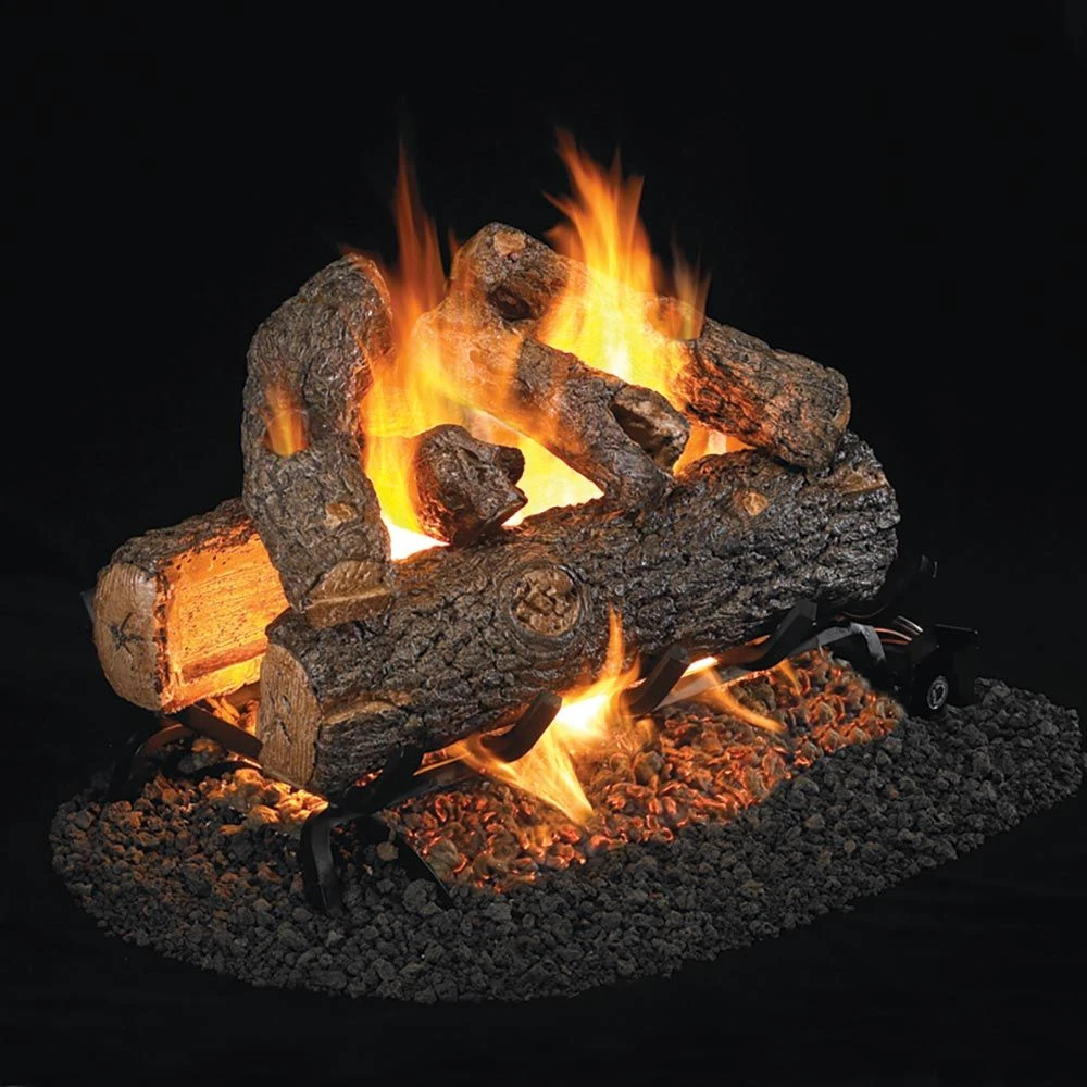 Real Fyre RDP-2 Golden Oak Designer Plus Vented Gas Log Set, Double Sided 1 Real Fyre RDP-2 Golden Oak Designer Plus Vented Gas Log Set, Double Sided