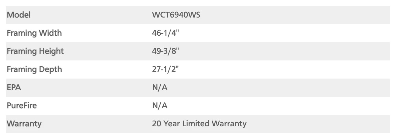Superior Catalytic Combustion Wood Burning Fireplace, Double Black Steel Doors (WCT6940WS) 4 Superior Catalytic Combustion Wood Burning Fireplace, Double Black Steel Doors (WCT6940WS) - Image 4