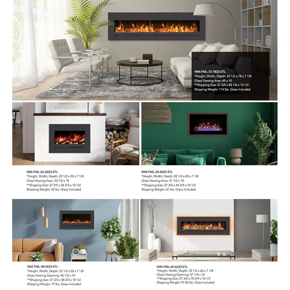 Amantii WM-FML Wall Mount/Built-In Electric Fireplace With Steel Surround 4 Amantii WM-FML Wall Mount/Built-In Electric Fireplace With Steel Surround - Image 4